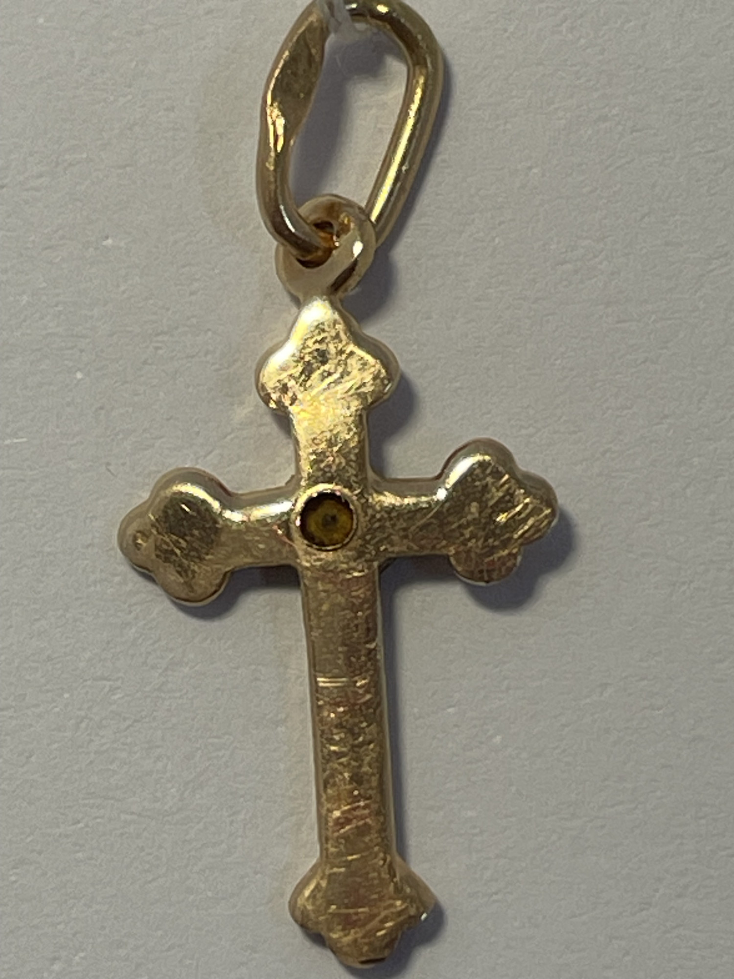 Подвес-крест из красного и белого золота с цирконием (33746378) 1