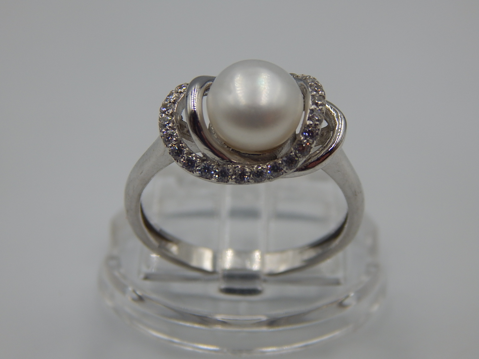 Срібна каблучка з цирконієм і перлами (33295352) 1