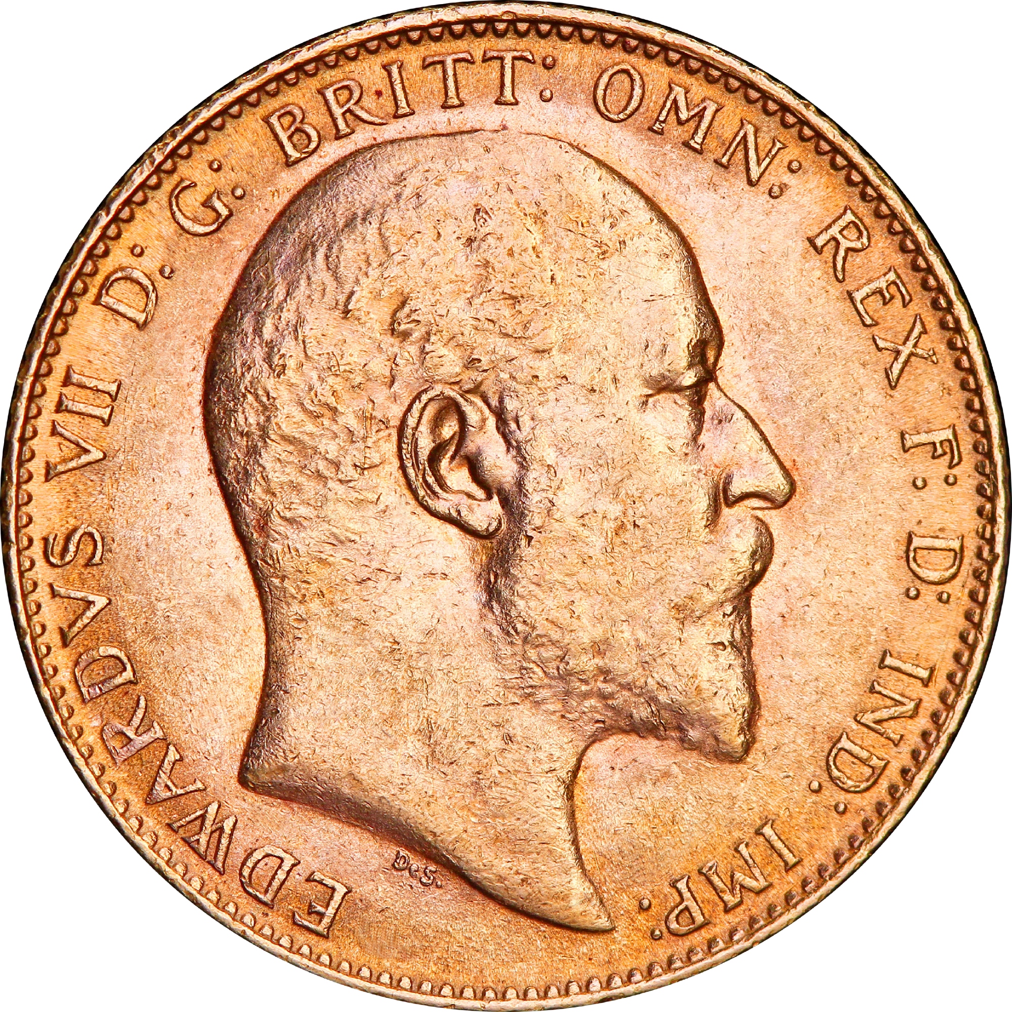 Золотая монета Соверен Эдуарда VII 1 Английский Фунт 1910 Великобритания (33016375) 4