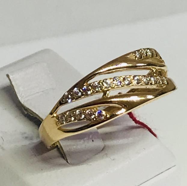 Кольцо из красного золота с цирконием (30838043) 1