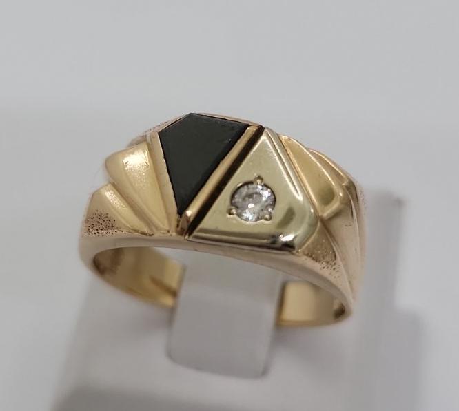 Перстень з червоного та білого золота з оніксом (33773385) 0