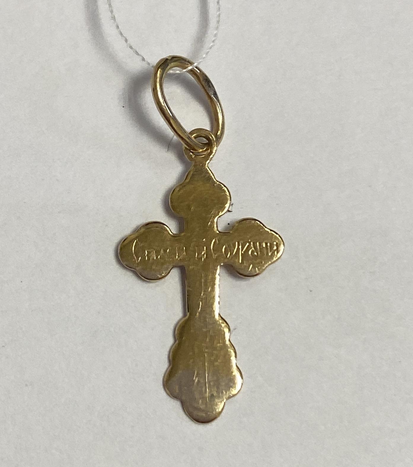 Підвіс-хрест з зленого золота (33800310) 1