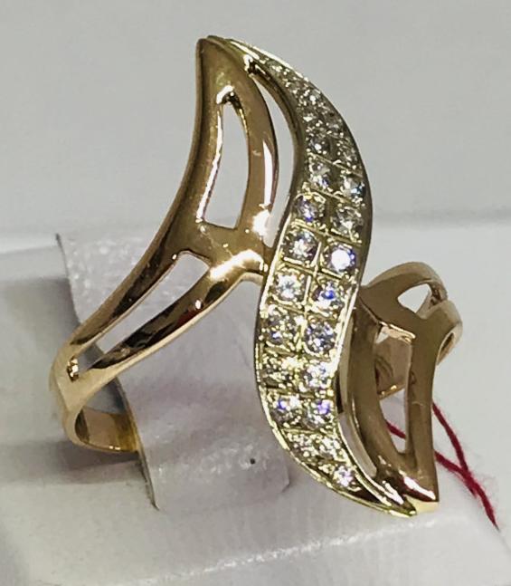 Кольцо из красного и белого золота с цирконием (30910861) 1