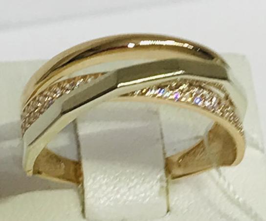 Кольцо из красного и белого золота с цирконием (30500793) 1
