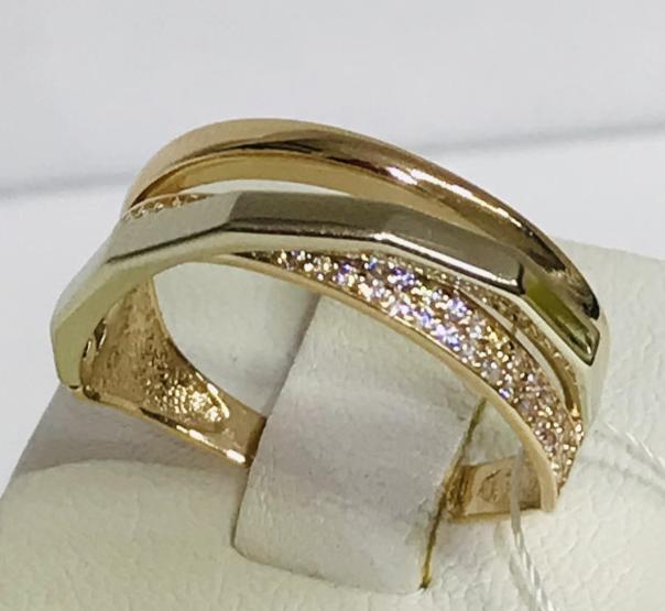 Кольцо из красного и белого золота с цирконием (30500793) 2