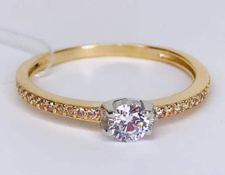 Кольцо из красного и белого золота с цирконием (31016001) 0