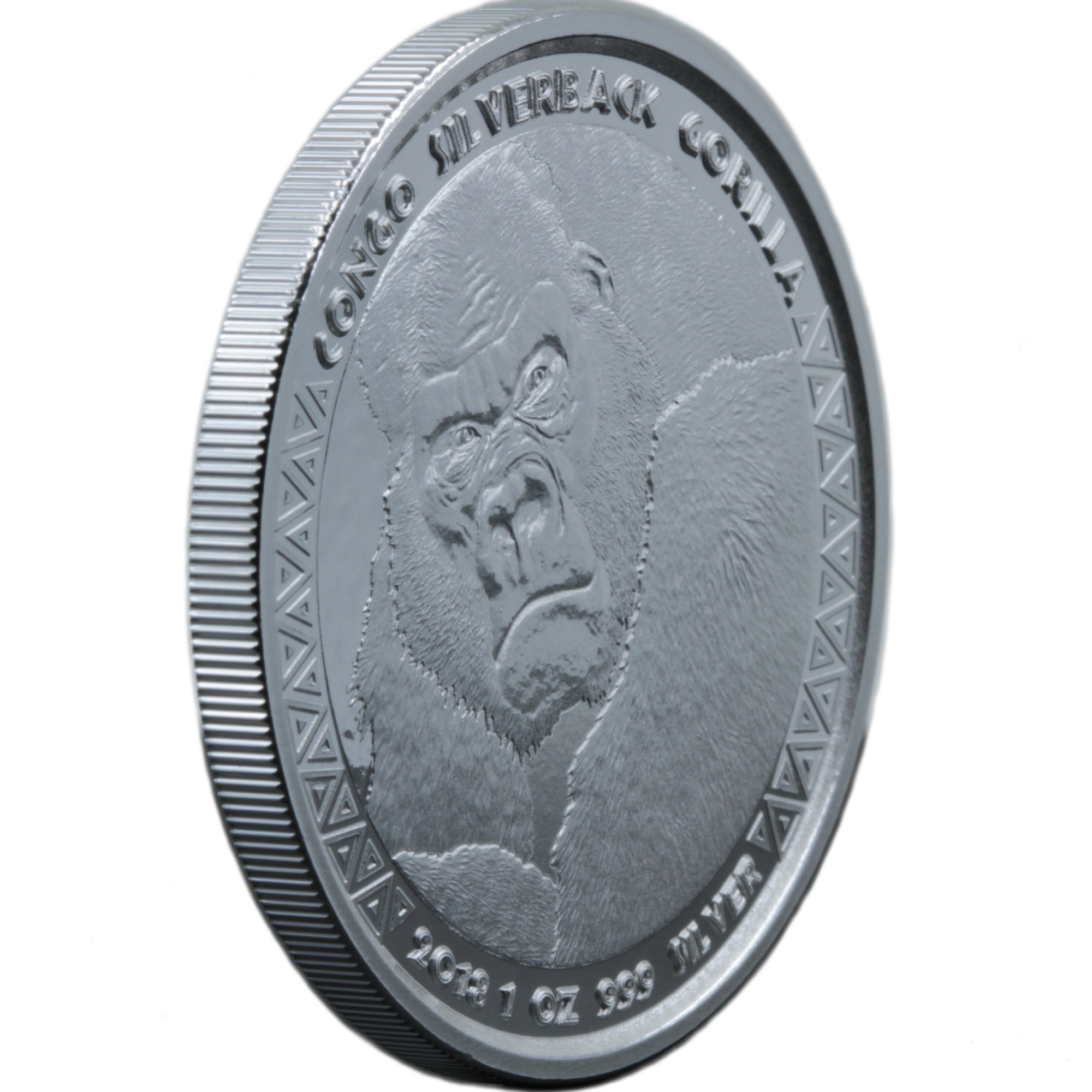 Серебряная монета 1oz Сильвербэк Горилла 5000 франков КФА 2018 Конго (29127395) 6