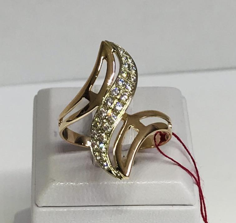 Кольцо из красного и белого золота с цирконием (30910861) 2