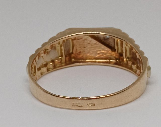 Перстень з червоного та білого золота з цирконієм (33793807) 4