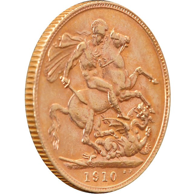 Золотая монета Соверен Эдуарда VII 1 Английский Фунт 1910 Великобритания (33016375) 5