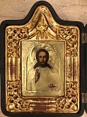 картинка Икона «Иисус Вседержитель» (рама сусальное золото) нач. ХІХ века (31264137) 