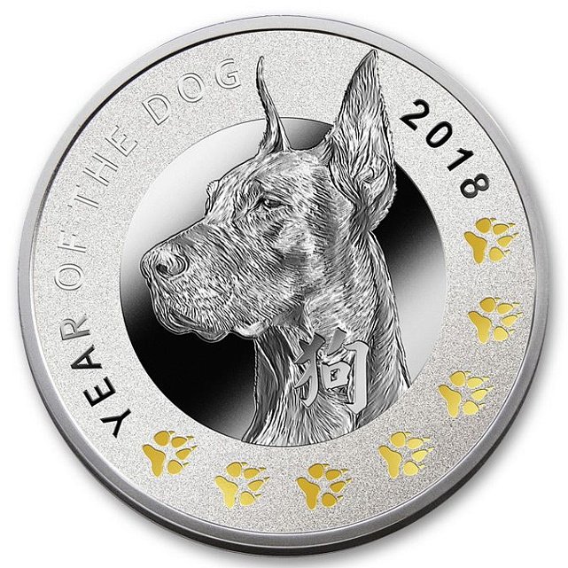 Срібна монета Рік Собаки 1 долар 2018 Ніуе (32786258) 4