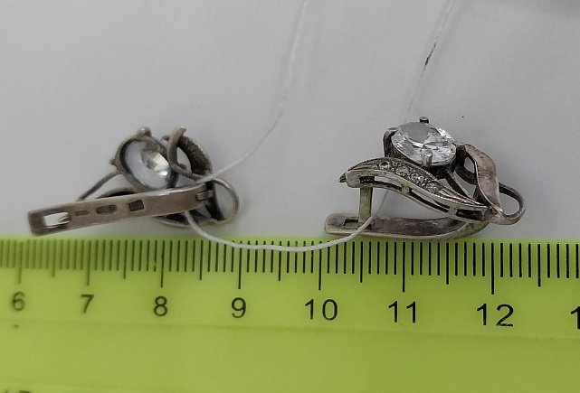 Срібні сережки з позолотою та цирконієм (33730419) 2