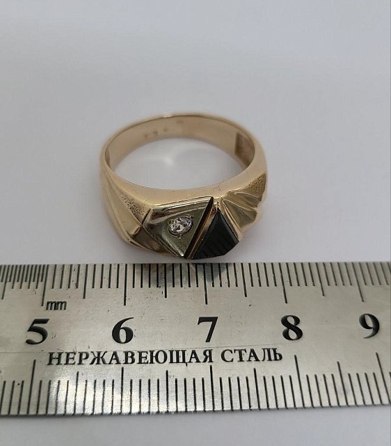 Перстень з червоного та білого золота з оніксом (33773385) 2