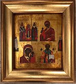 картинка Икона (сусальное золото) «Четырехчасовая» (четыре иконы в одной) нач. XIX века (31262863) 