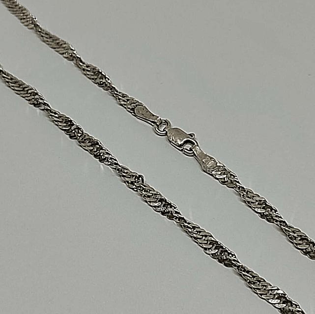 Срібний ланцюг із плетінням Сінгапур (33830019) 0