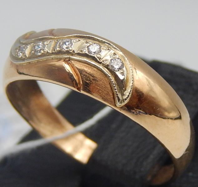 Кольцо из красного и белого золота с цирконием (33670280)  1