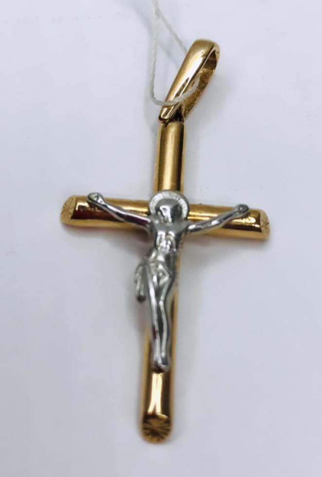 Підвіс-хрест із червоного та білого золота (30730355) 0
