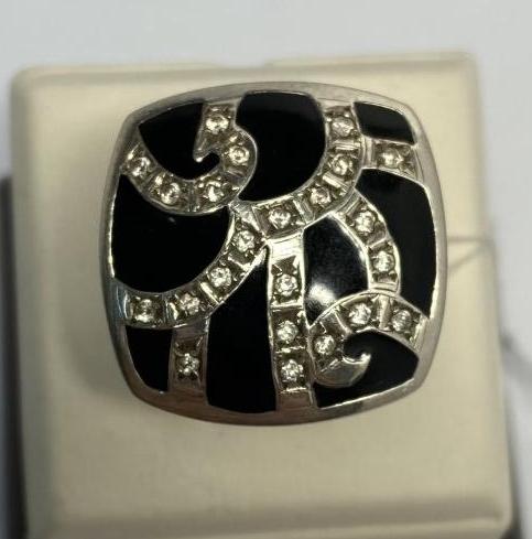 Серебряное кольцо с цирконием и эмалью (33746896) 0