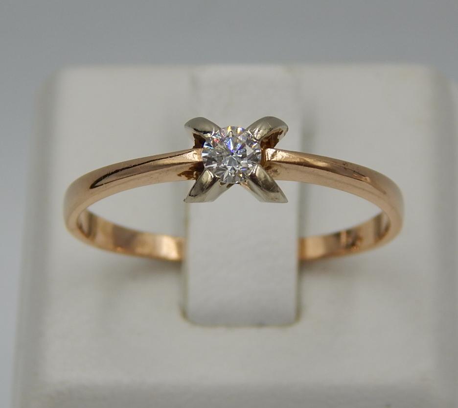 Кольцо из красного и белого золота с бриллиантом (-ми) (31188799) 0