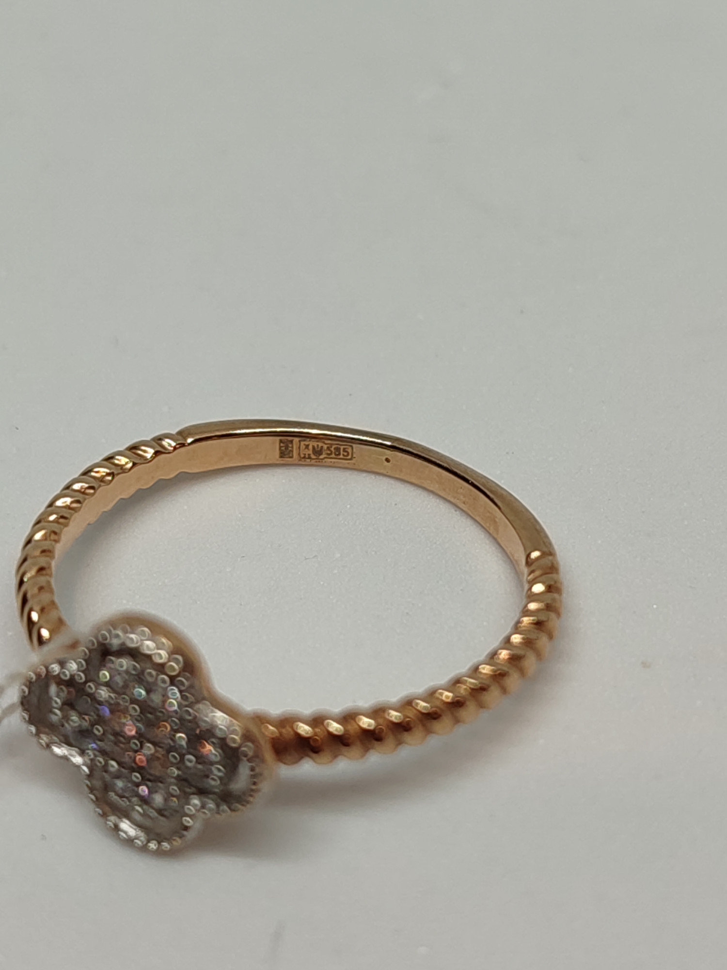 Кольцо из красного и белого золота с цирконием (32242244) 6