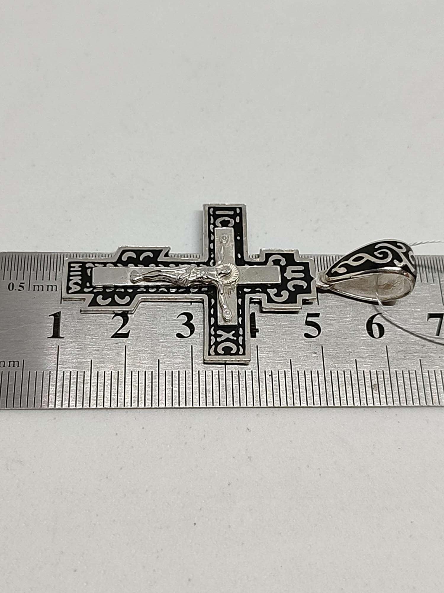 Срібний підвіс-хрест з емаллю (32115923) 2