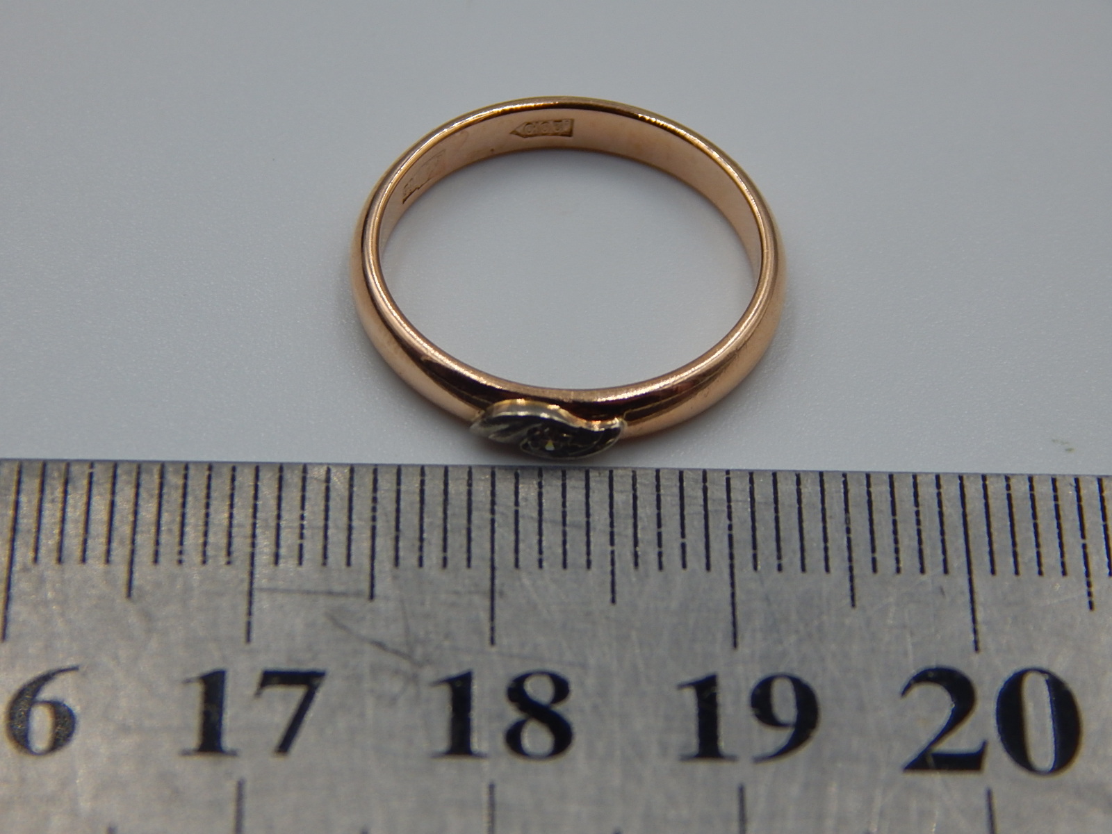 Кольцо из красного и белого золота с бриллиантом (-ми) (31647308) 3