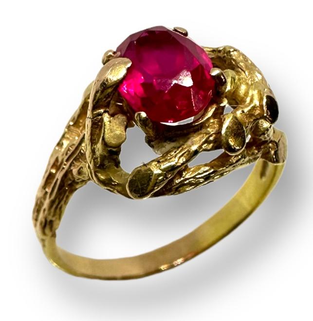 Кольцо из красного и желтого золота с цирконием (29519328)  3