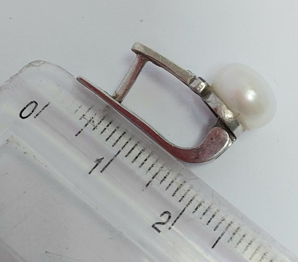 Срібні сережки з позолотою, перлами та цирконієм (33700046) 1