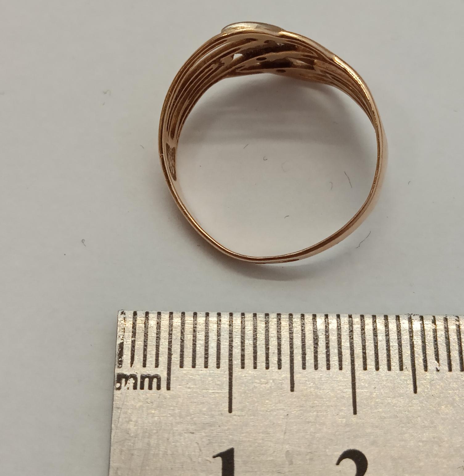 Кольцо из красного и белого золота с цирконием (33885167)  2