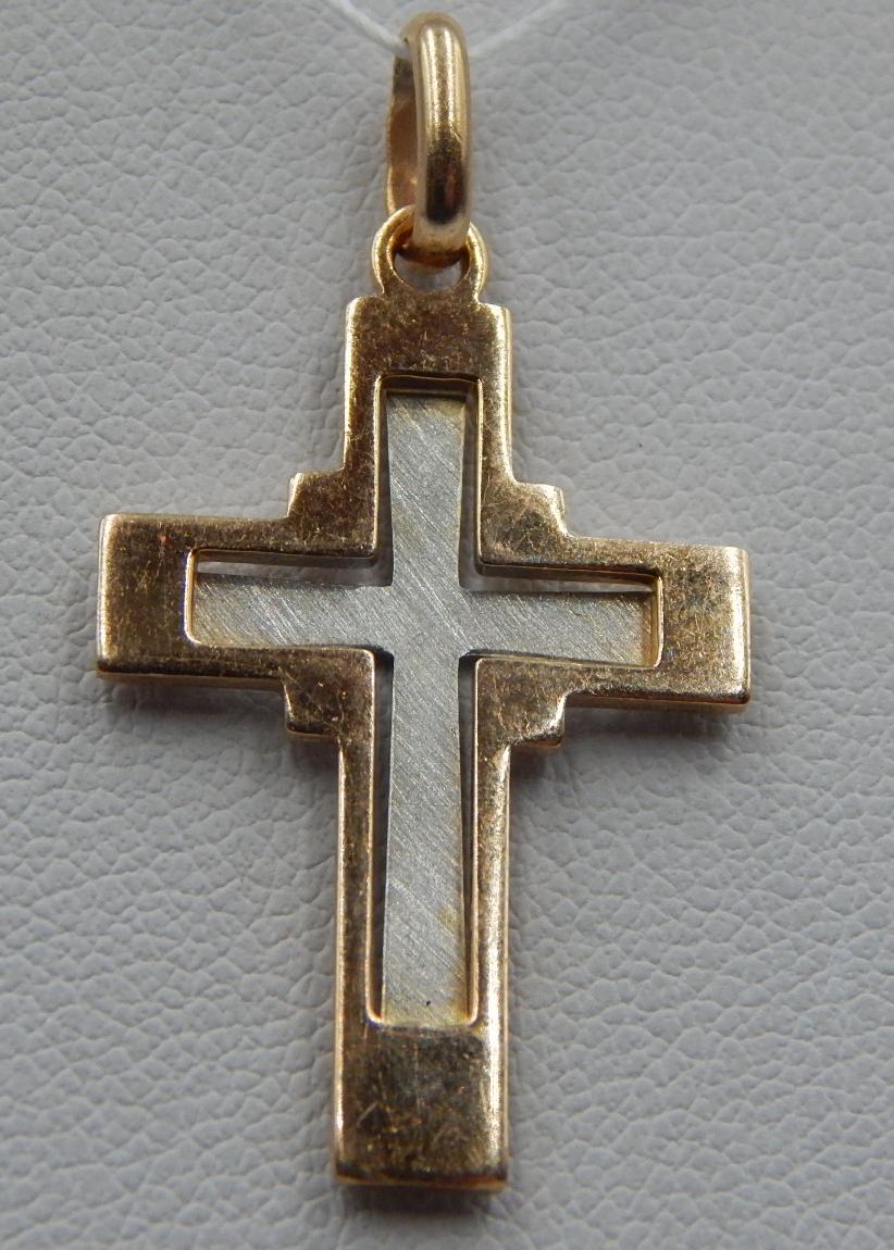 Подвес-крест из красного и белого золота (32589213) 0