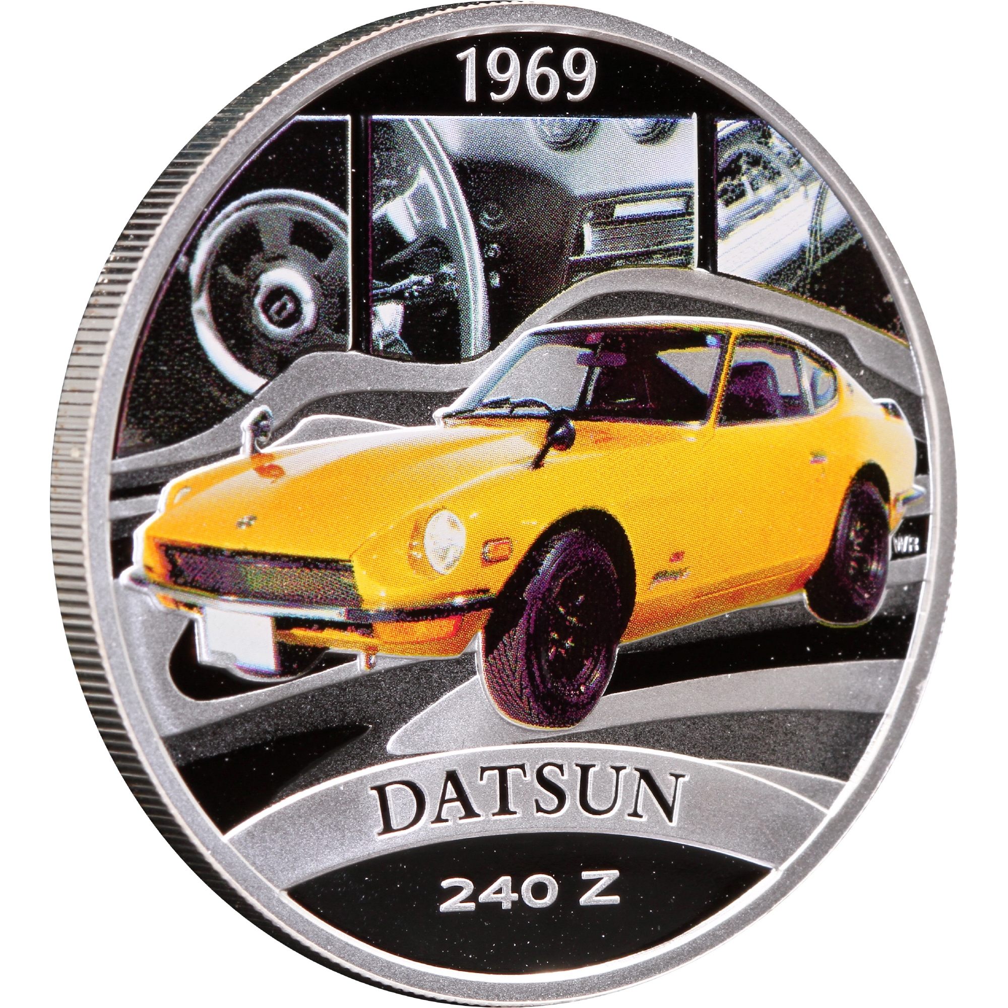 Срібна монета 1oz Автомобіль 1969 Datsun 240 Z 1 долар 2006 Тувалу (кольорова) (32358854) 9