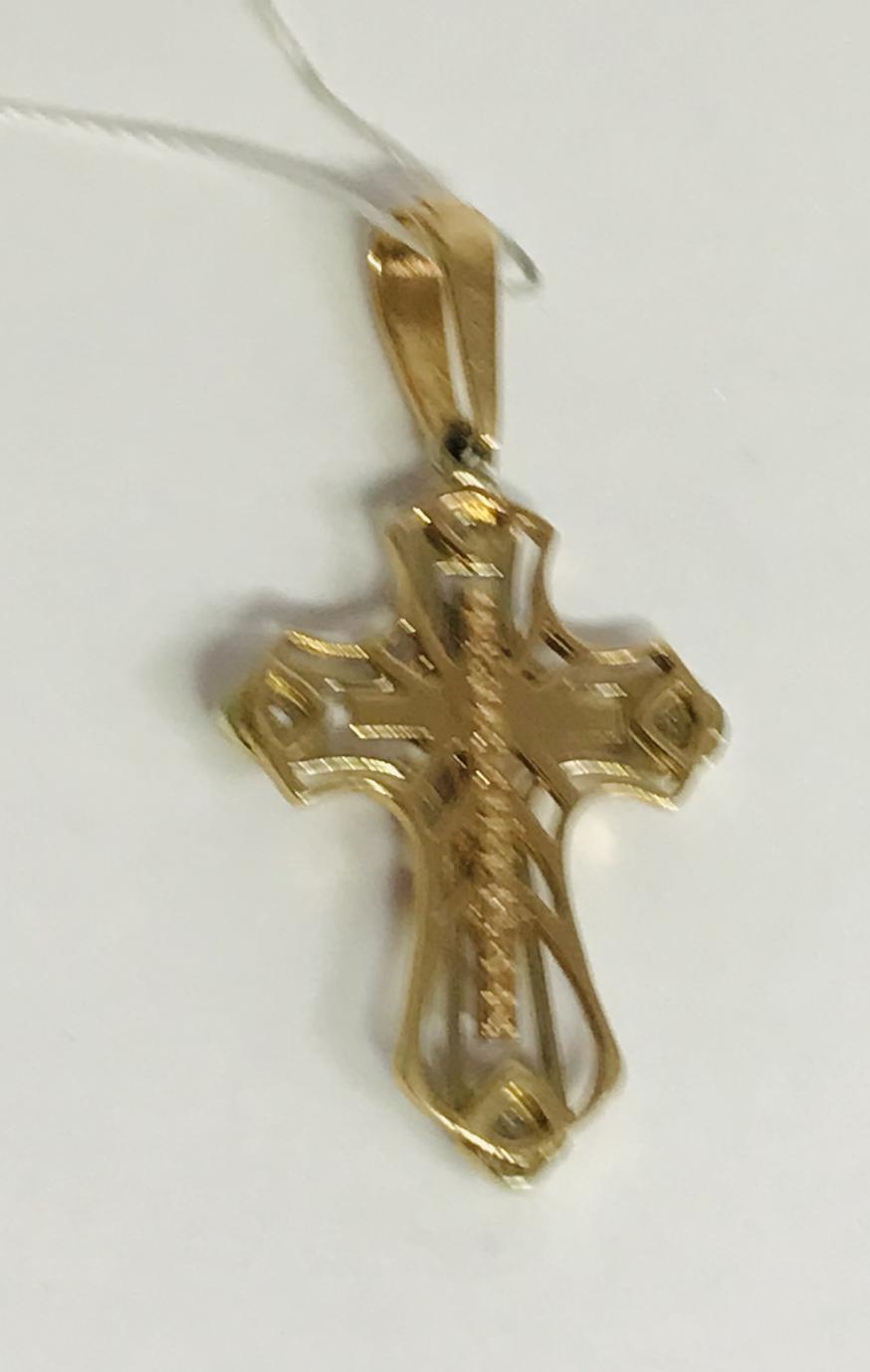 Подвес-крест из красного и белого золота с цирконием (29603604) 2