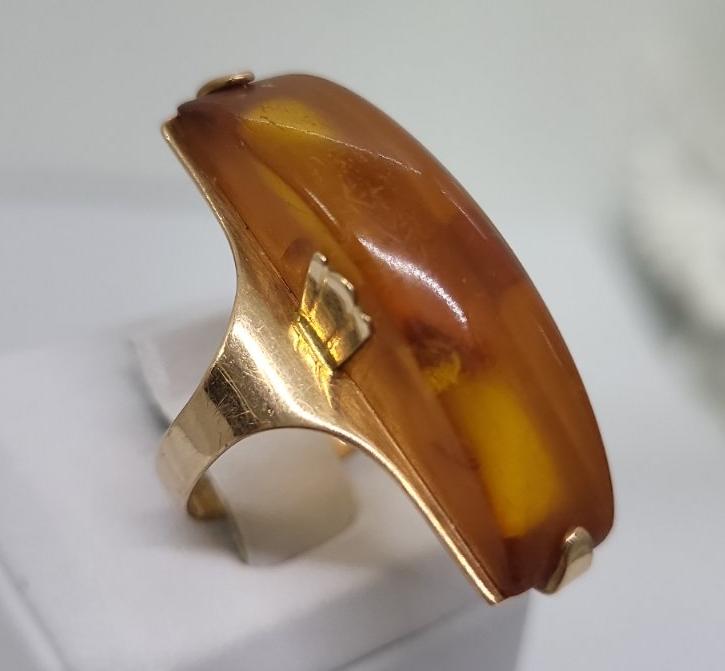 Кольцо из красного золота с янтарем (33749989) 1