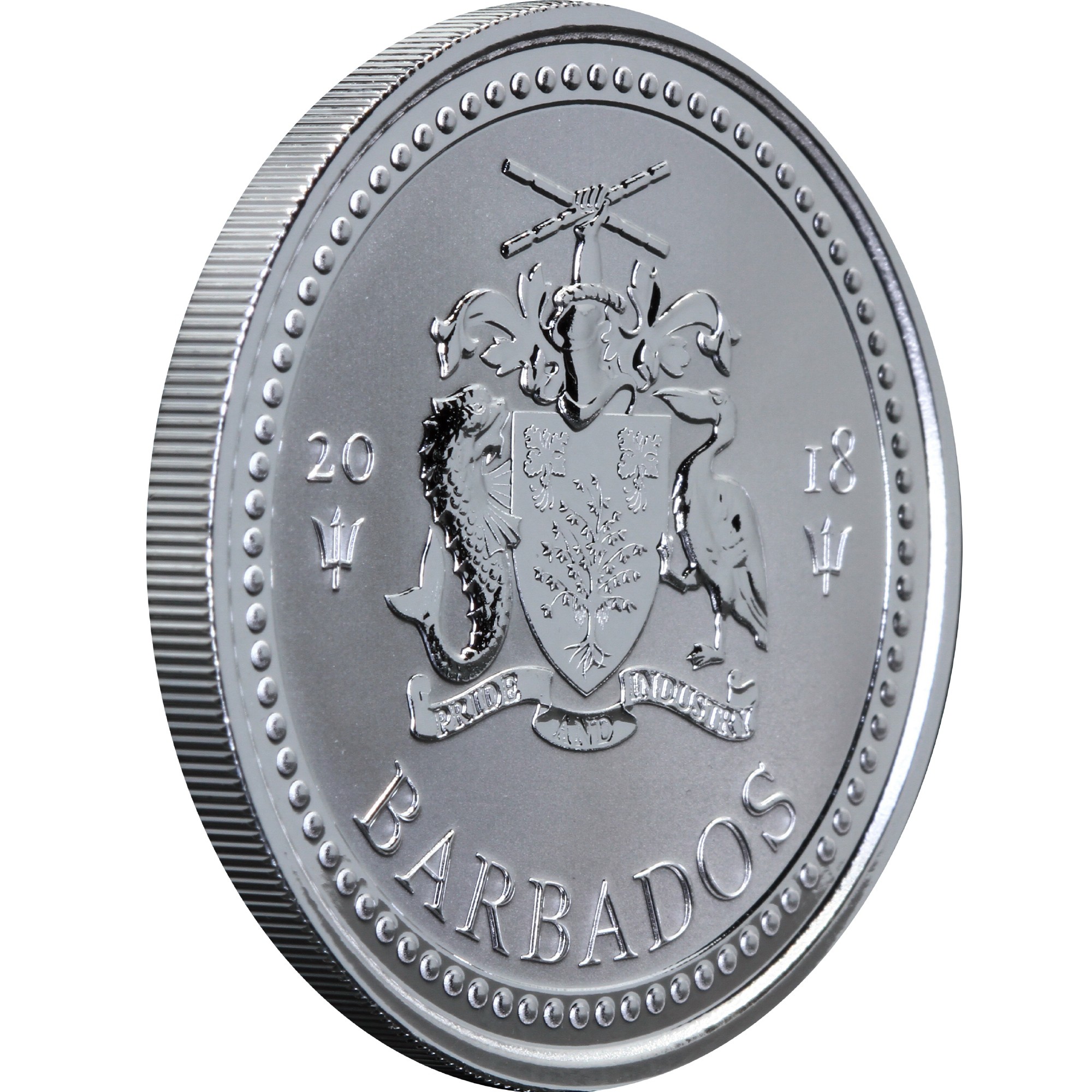 Серебряная монета 1oz Трезубец (со знаком Ананас) 1 доллар 2018 Барбадос (29127625) 4