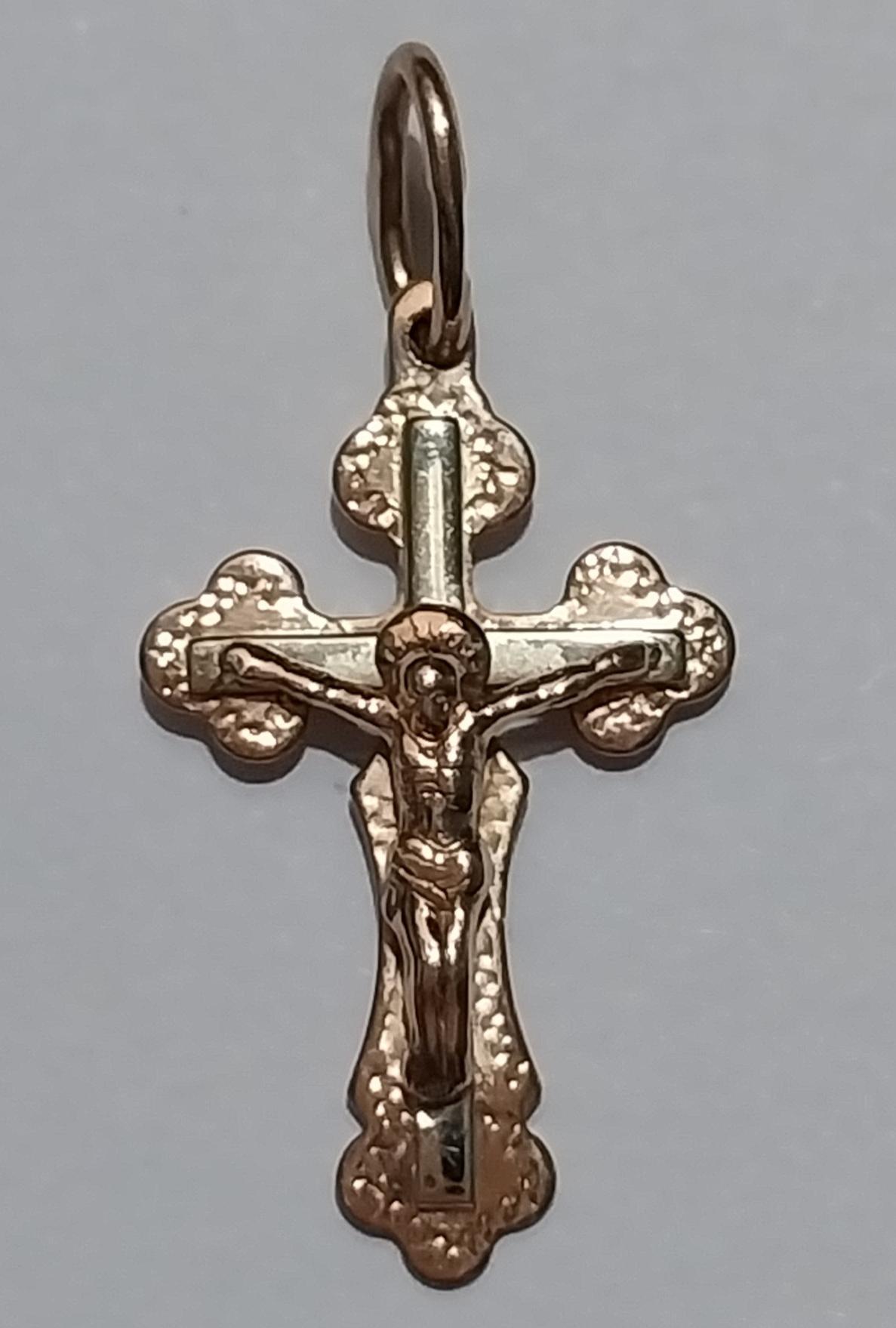 Підвіс-хрест з червоного і жовтого золота (31973845) 0