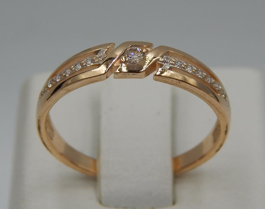Кольцо из красного золота с цирконием (32476792) 0