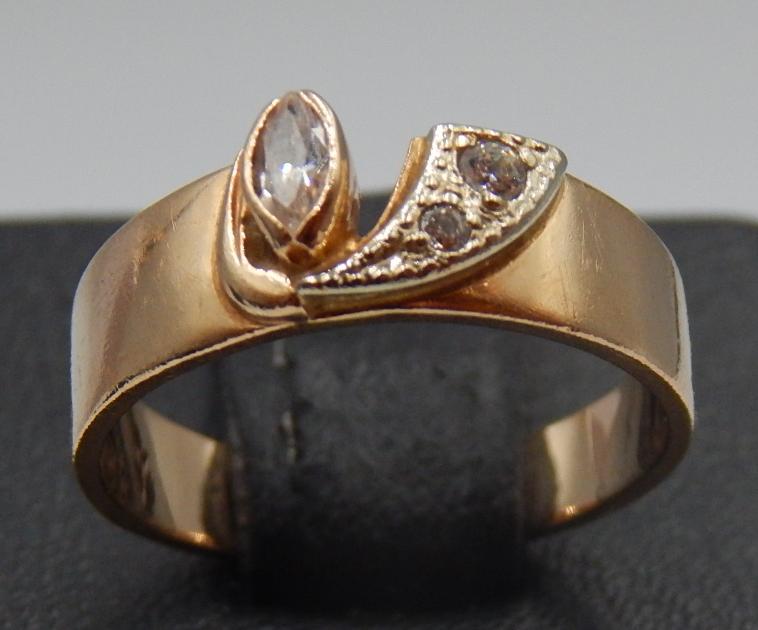 Кольцо из красного и желтого золота с цирконием (31317958) 0