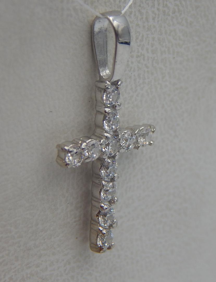 Срібний підвіс-хрест із цирконієм (32227173) 1