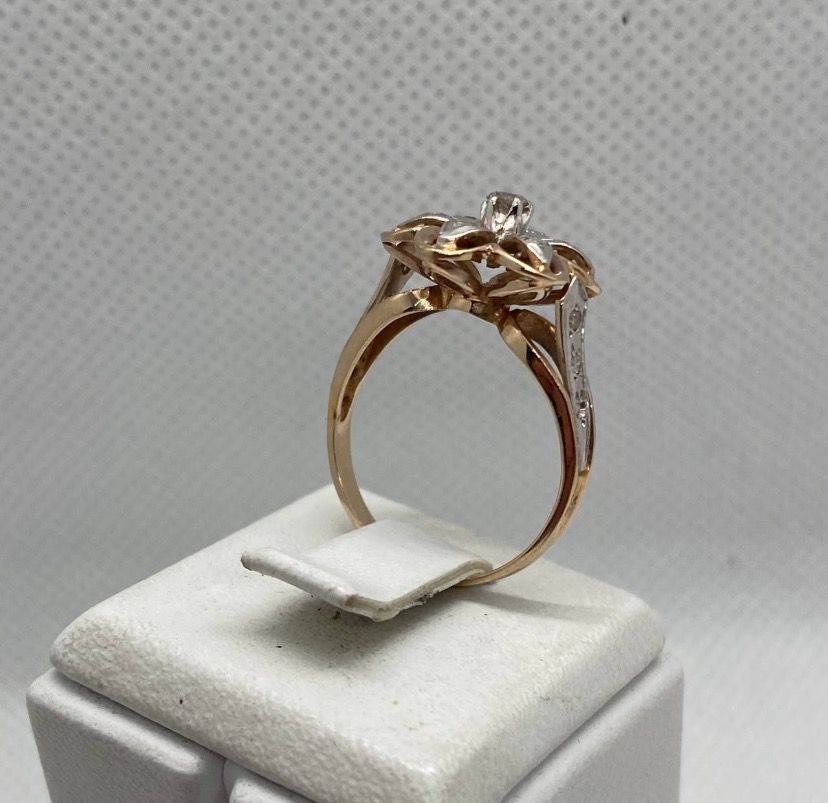 Кольцо из красного и белого золота с бриллиантом (-ми) (31294333) 1