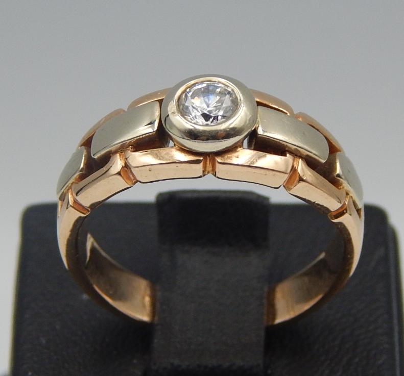 Кольцо из красного и белого золота с цирконием (28920201) 0