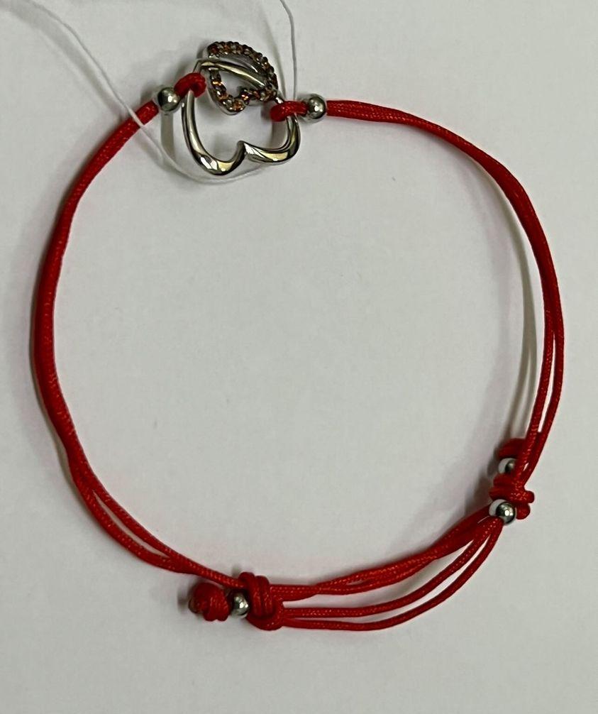 Браслет красная нить с серебряной вставкой и цирконием (30561933)  1