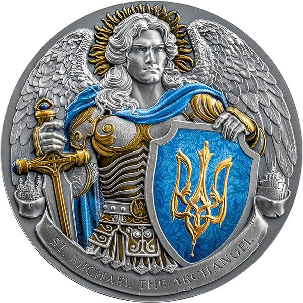 Срібна монета 5oz Святий Михаїл Покровитель Києва 10 доларів Ніуе 2024 (33199044) 14