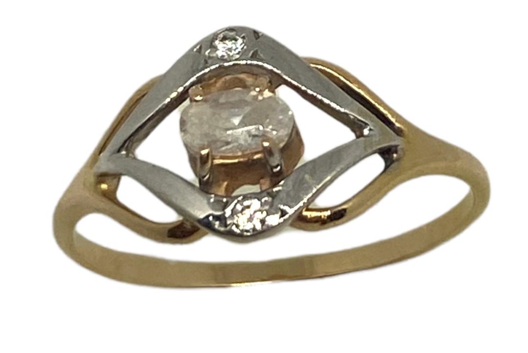 Кольцо из красного и белого золота с цирконием (29057356) [ 2