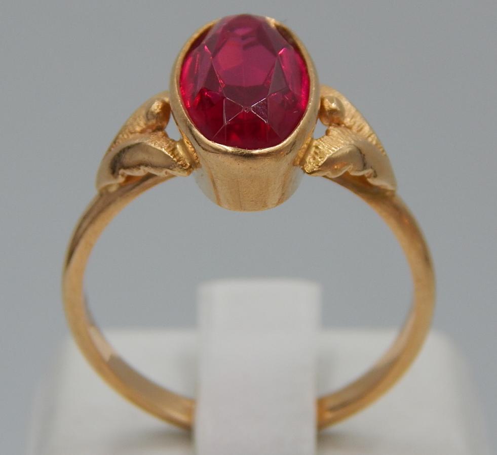 Кольцо из красного золота с корундом (28994481) 1