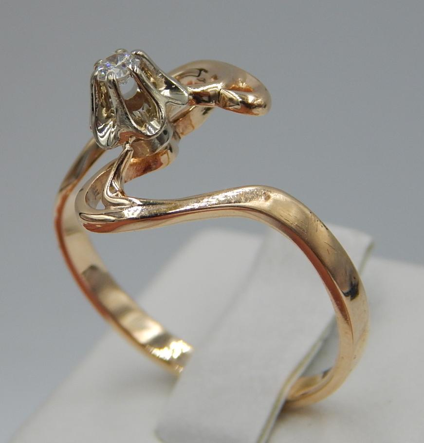 Кольцо из красного и белого золота с бриллиантом (-ми) (30964458) 1