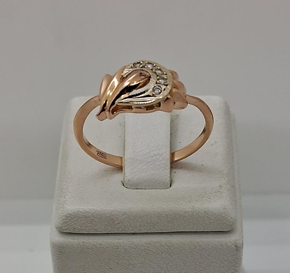 Кольцо из красного и белого золота с цирконием (32928010) 0