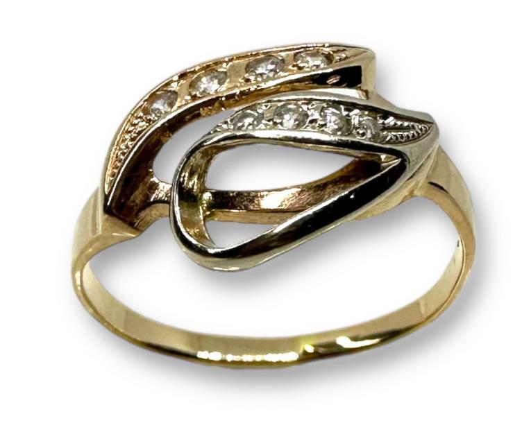 Кольцо из красного и белого золота с цирконием (30486455)  1