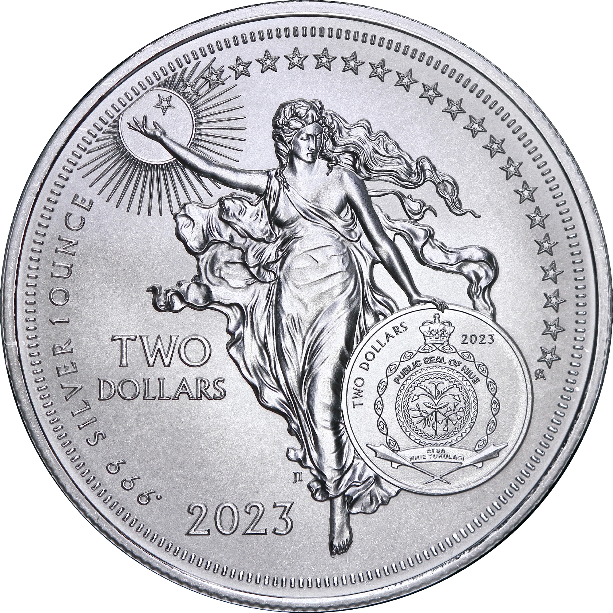 Серебряная монета 1oz Иконы Инноваций: Мария Кюри 2 доллара 2023 Ниуэ (30284426) 1