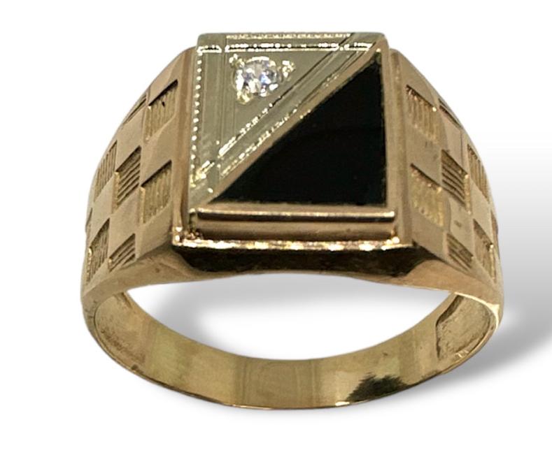 Перстень из красного и белого золота с эмалью и цирконием (33746140) 1